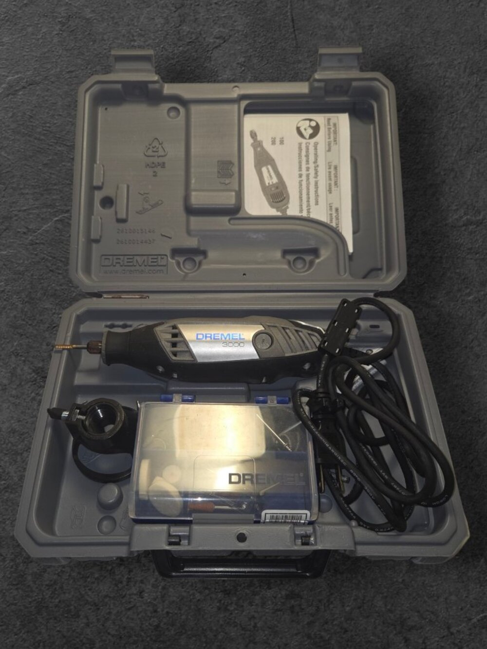 Dremel 3000 Rotary Tool Kit w/ Case & Accessories Tested Working EUC